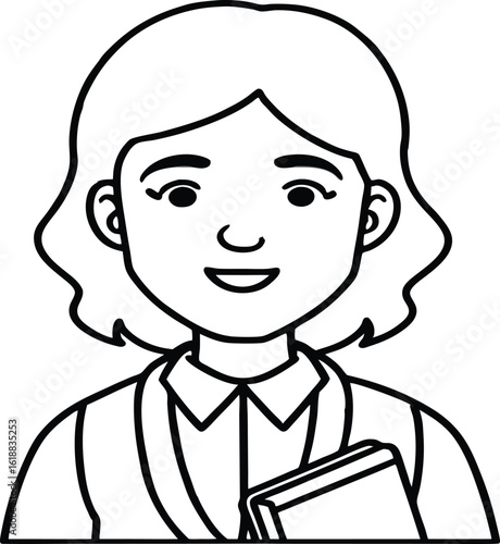 student avatar flat vector line art white background gentle smile