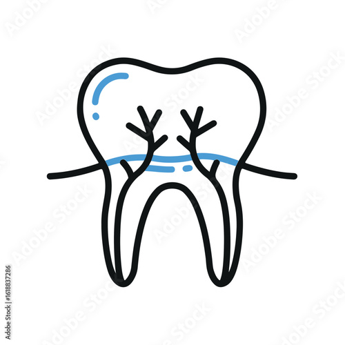 Illustration of tooth with root and lines, perfect for dental health concept. 