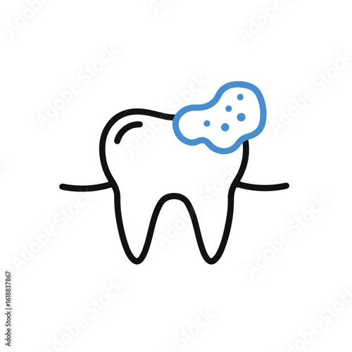 An illustrated tooth with a dental issue.