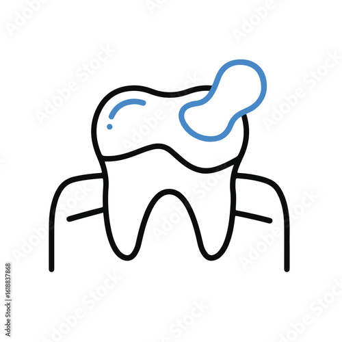 Dental illustration with a tooth featuring a dental problem