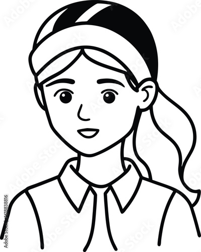 student avatar flat vector line art white background friendly smile