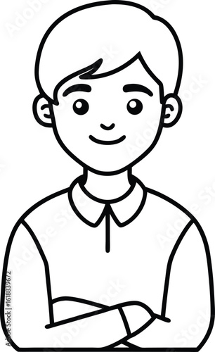 student avatar flat vector line art white background joyful expression