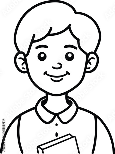 student avatar flat vector line art white background serious face