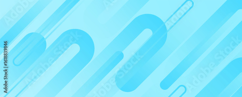 White abstract wide banner background with light blue geometric shapes. Minimal geometric. Modern futuristic concept. Suit for cover, business, presentation. Vector Eps10