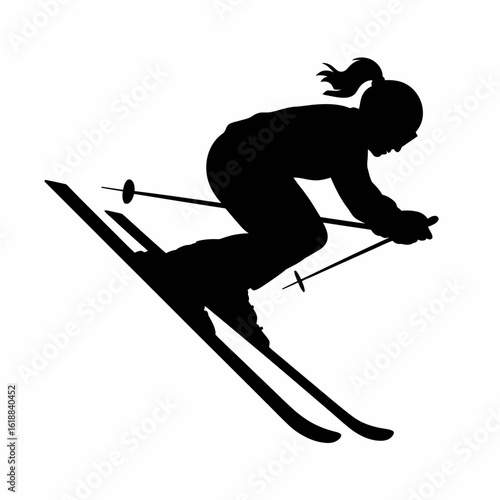 Dynamic Skiing Silhouette in Action