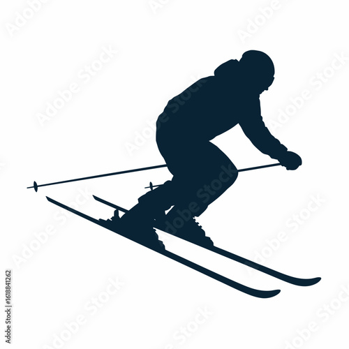Silhouette of a Skier in Action