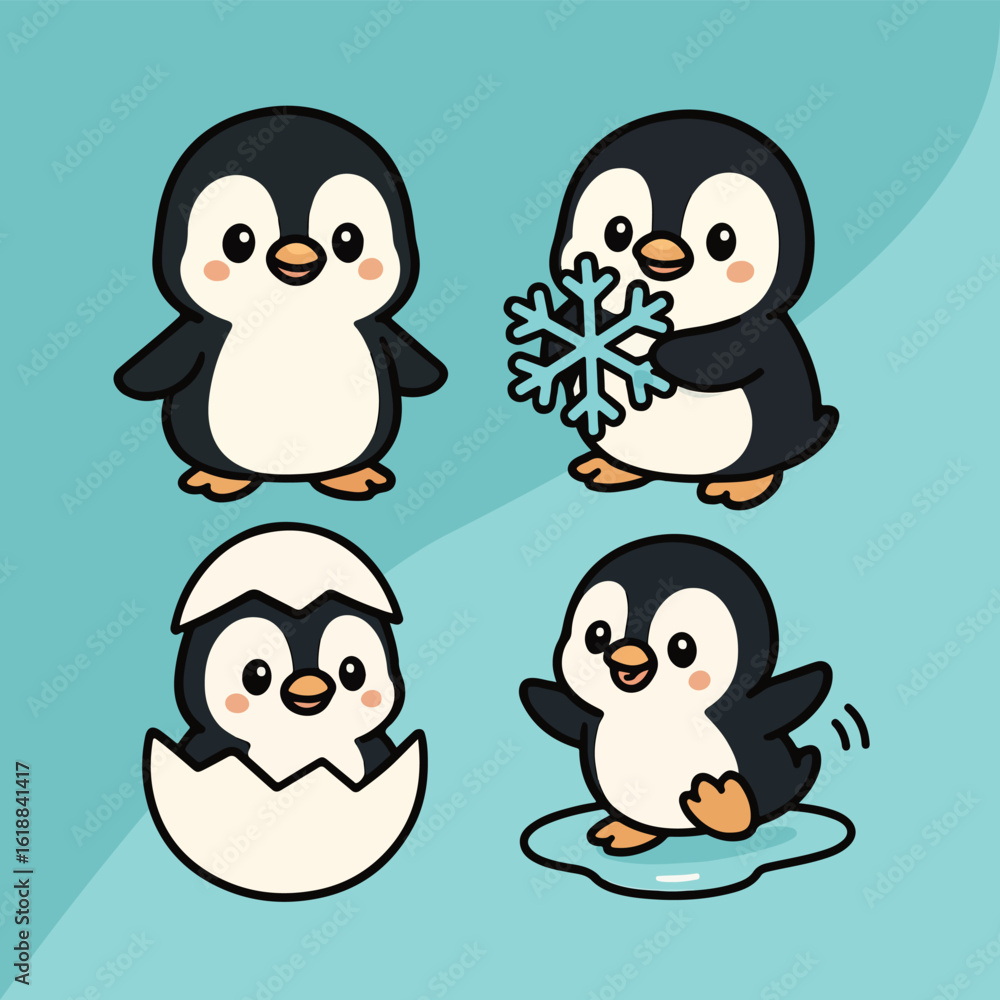 Fototapeta premium Cute little baby penguin