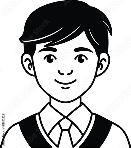 student avatar flat vector line art white background looking left