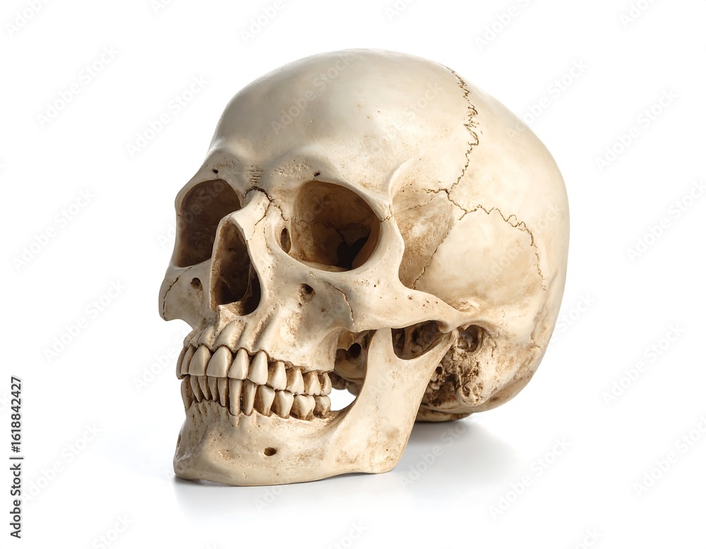 Naklejka premium Detailed human skull model