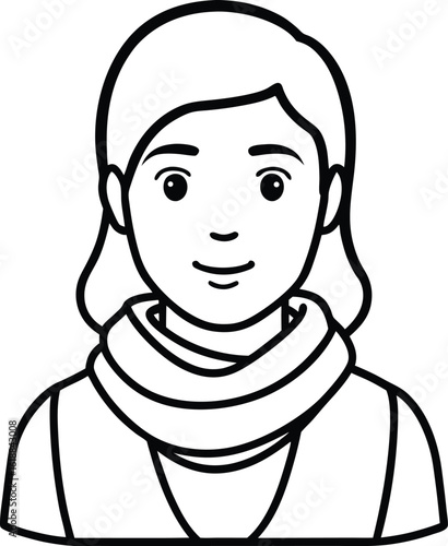 student avatar flat vector line art white background smiling warmly