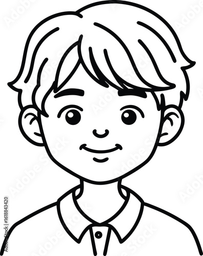 student avatar flat vector line art white background happy face