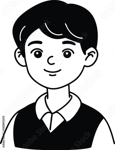 student avatar flat vector line art white background playful glance