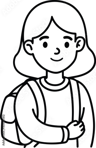 student avatar flat vector line art white background calm mood