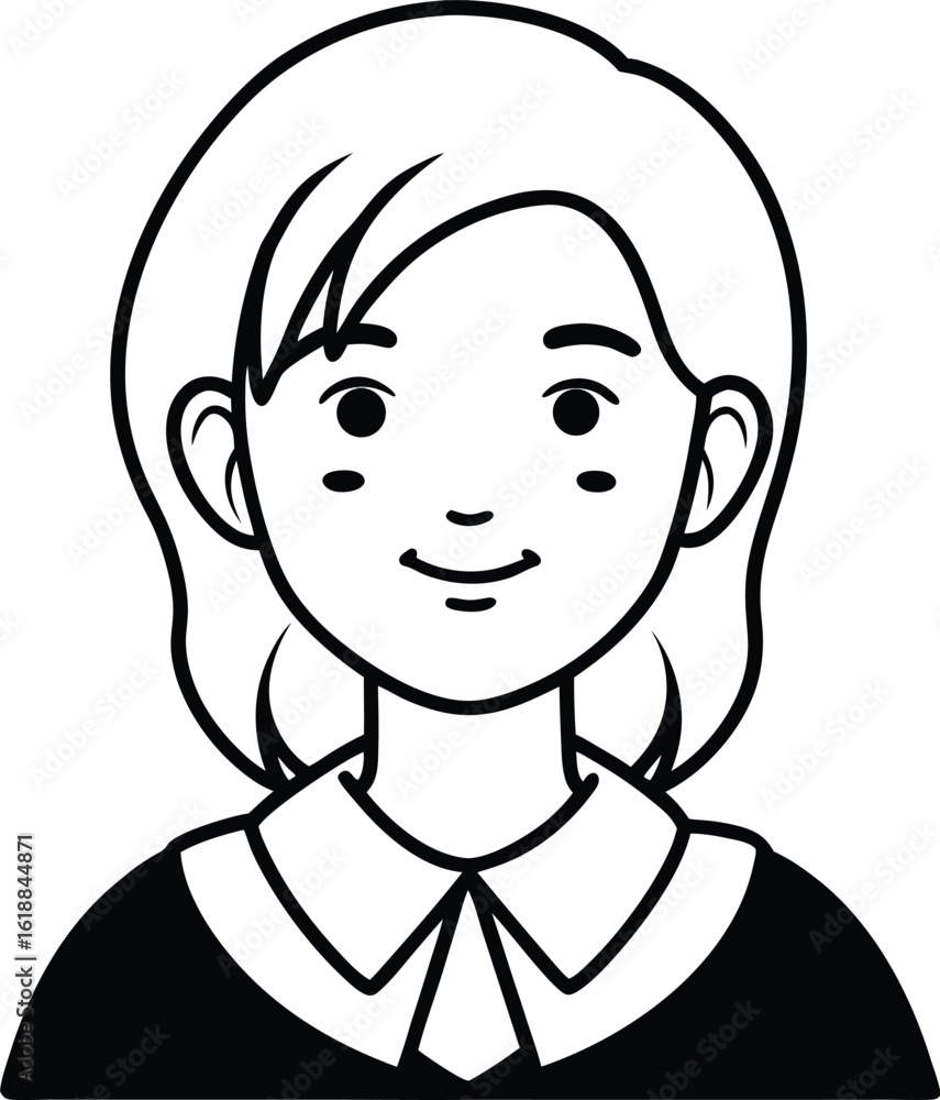 student avatar flat vector line art white background serious face student avatar flat vector line art white background serious face