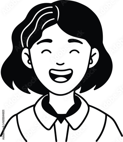 student avatar flat vector line art white background joyful expression
