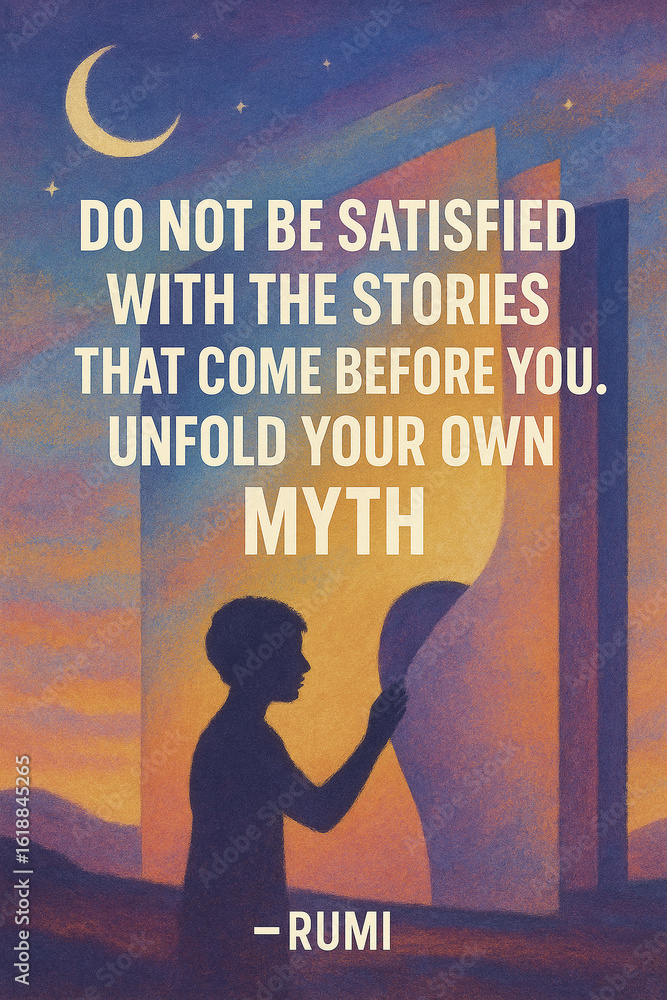 Obraz premium Sufi Poster on Becoming: Unfold Your Own Myth with Purpose and Inner Light