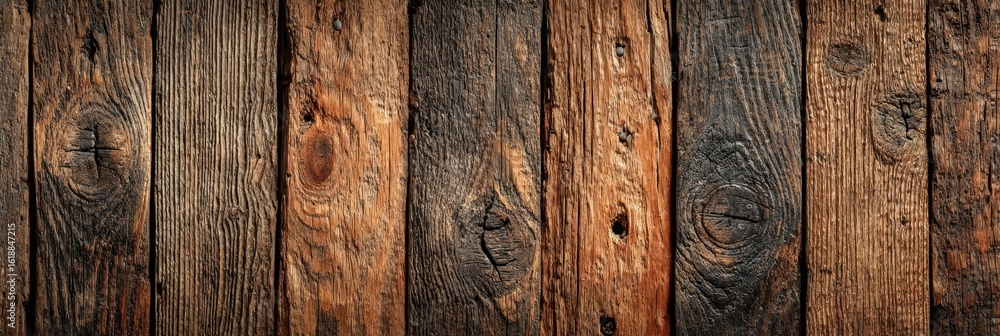Naklejka premium Wooden planks with rich textures and colors showcase natural beauty in close-up during daylight hours