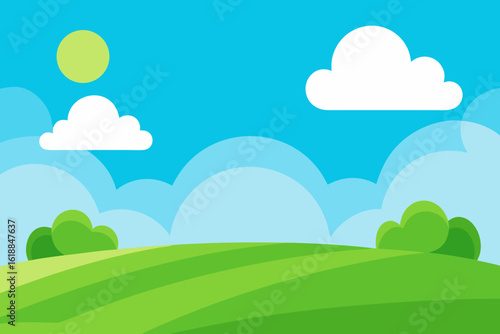 Gentle Cheerful 2D Cartoon Background Scene Happy Colorful Illustration
