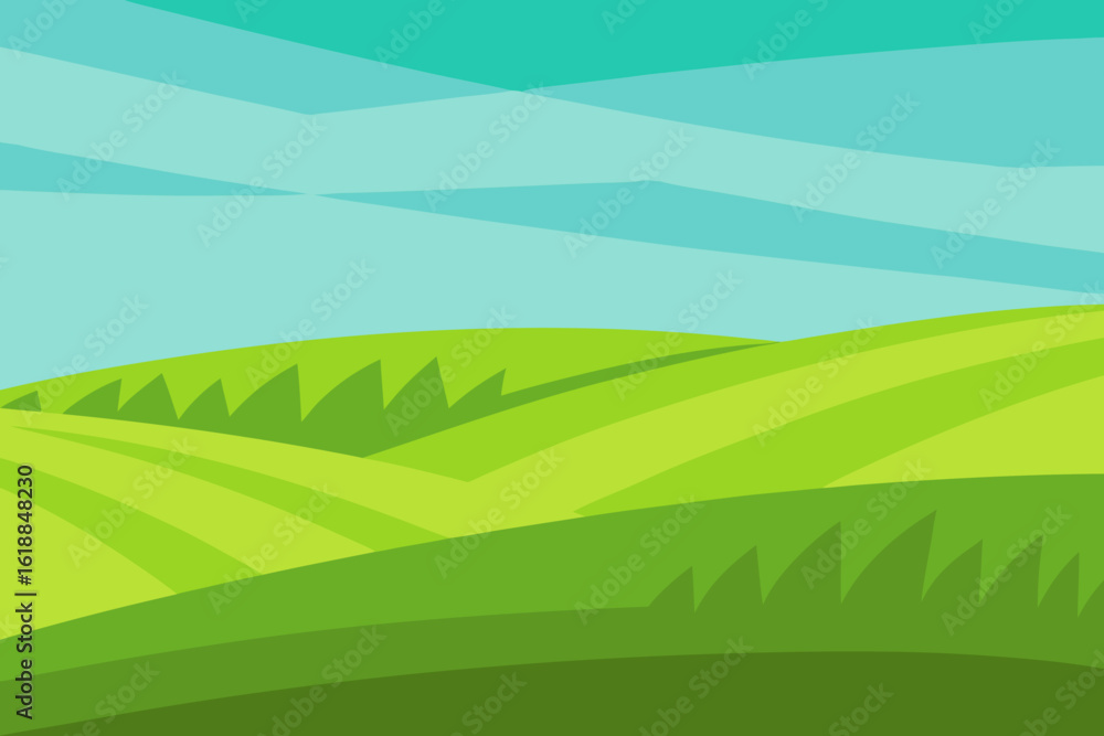 Obraz premium Vivid Minimalist Vector Art Landscape Illustration Abstract Nature