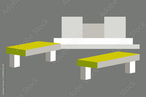 Minimalist Outdoor Seating Area with Concrete Benches Modern Design
