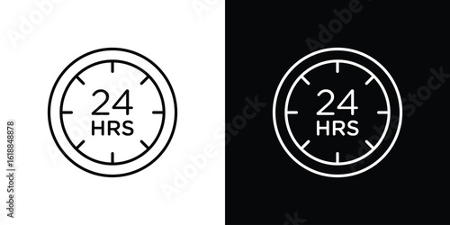 Twenty four hours icon set,vector and illustration