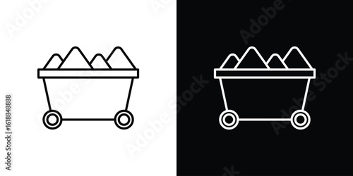 Trolley with coal icon set,vector and illustration
