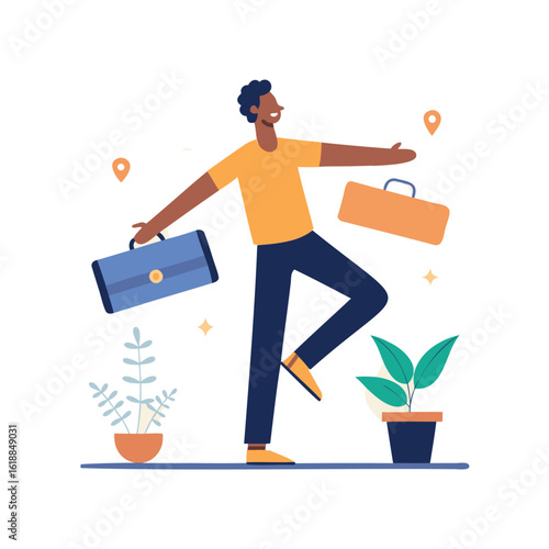 Vector art of man balancing work and life for a harmonious lifestyle