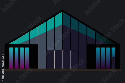 Facade of a Building Made from Dark Iridescent Material Architectural Design