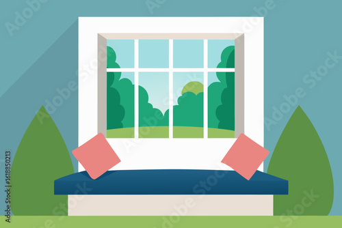 Cozy Bay Window Seating Area with Simple Cushion and Natural Light