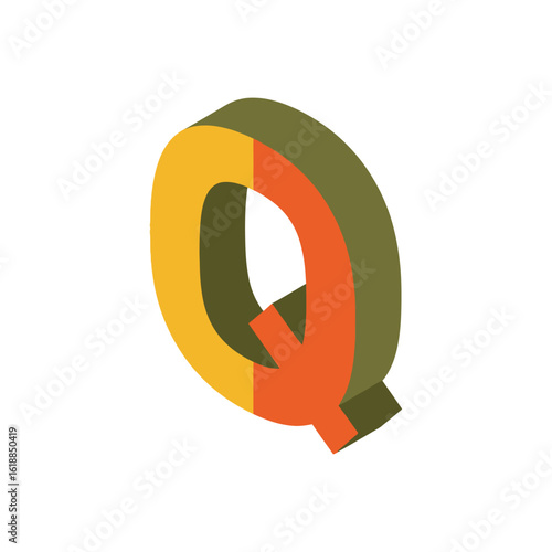 Letter Q Isometric Vector Graphic Illustration.