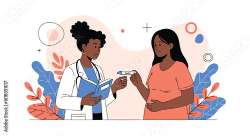 Doctor giving medical thermometer to woman for health checkup illustration
