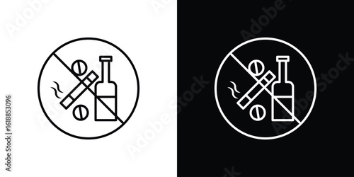 No drugs or alcohol signs set,vector and illustration