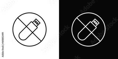 No USB flash drive signs set,vector and illustration