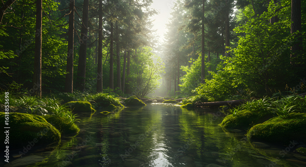 Obraz premium Mindblowing River Flowing Through Lush Jungle – Stunning Tropical Nature Landscape