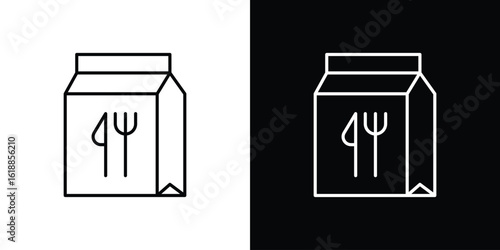 Food delivery paper bag icon set,vector and illustration