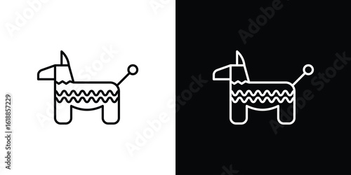 Donkey pinata icon set,vector and illustration