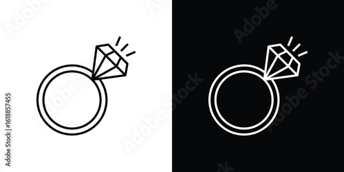 Diamond ring icon set,vector and illustration