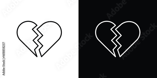 Broken heart icon set,vector and illustration