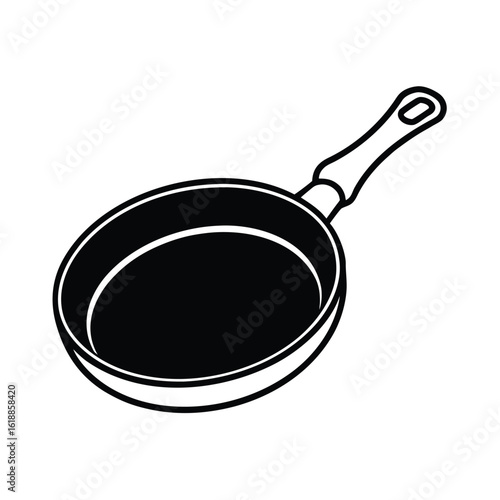 Isolated on a white background, this black cast iron frying pan is an essential kitchen cooking utensil