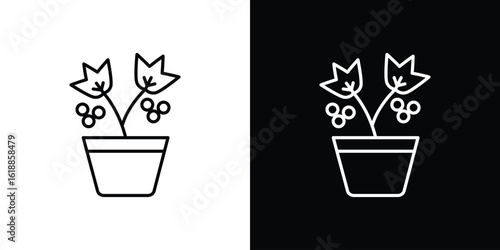 Berry shrubs and vines icon set,vector and illustration