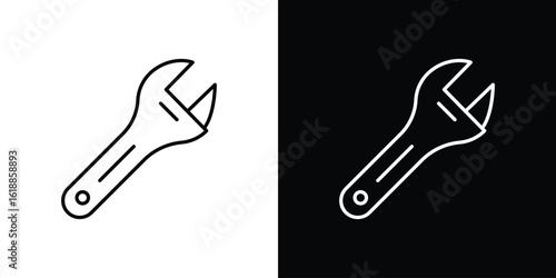 Adjustable wrench icon set,vector and illustration