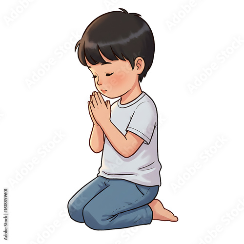 Illustration Child Praying With Transparent Background