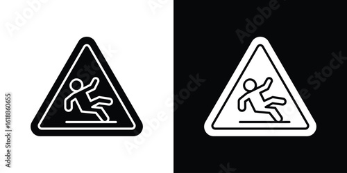 Slip Warning signs silhouette set. vector pictograms for ui