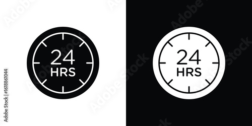Twenty four hours icon silhouette set. vector pictograms for ui