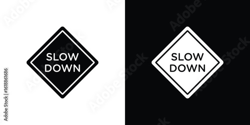 Slow down signs silhouette set. vector pictograms for ui