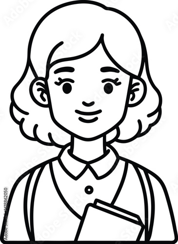 student avatar flat vector line art white background smiling
