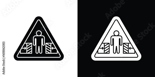 Risk of crushing warning signs silhouette set. vector pictograms for ui