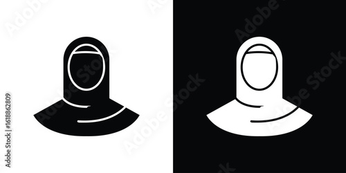 Muslim women icon silhouette set. vector pictograms for ui
