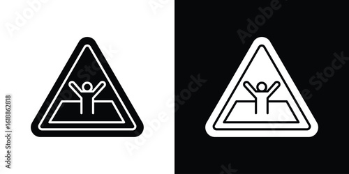 Mud warning signs silhouette set. vector pictograms for ui