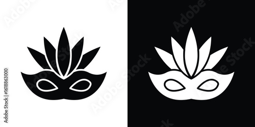 Mask for brazil carnival celebration icon silhouette set. vector pictograms for ui